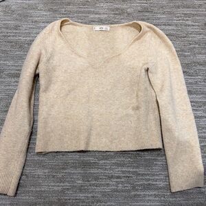 Mango Women's Beige V-Neck Sweater